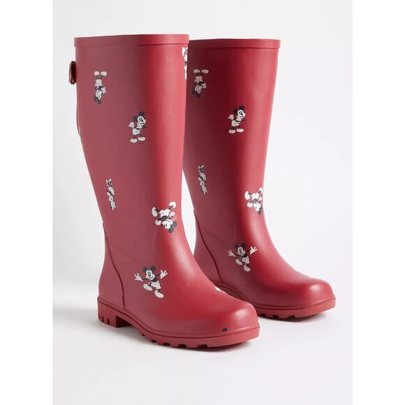 Torrid Disney 8WW Wide Mickey Minnie Mouse Mid Calf Red Rainboots Rain Boots New - Picture 3 of 5